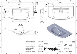Умивальник Miraggio DEA 1000 (0001545) Miramarble, Глянцевий, Накладний/Врізний, Білий - мініатюра 2