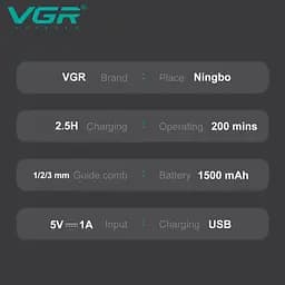 Тример для стрижки та окантовки волосся акумуляторний з турбо режимом VGR V-985 Professional - мініатюра 6