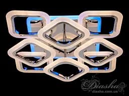 Люстра стельова LED Diasha AS8060/4+4HR, 110W, 3200K-6500K, хром, сучасний стиль для дому - мініатюра 2