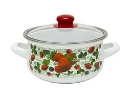 Кастрюля эмалированная Infinity Клубника, со стеклянной крышкой, 22 см, 4,8 л (6510139)