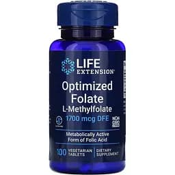 Вітаміни та мінерали Life Extension Optimized Folate 1700 mcg, 100 таблеток