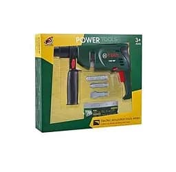 Дрель игрушечная 0223-13, подсветка, 3 насадки, на батарейках, в коробке (6965883400146)