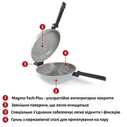 Сковорода подвійна Flonal Dura Induction Rocky Twins 28 см з решіткою (RKIWP2830)_Discounted - мініатюра 5