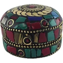 Скринька металева з бірюзою та коралами 3.2х4.7 см