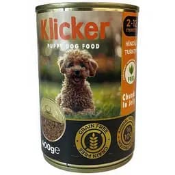 Вологий корм Klicker для цуценят шматочки індички в желе 400 г.