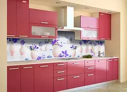 Кухонний фартух Клематис і Глечики для кухні наклейка ПВХ фіолетові квіти 60х200 см Happy Pocket Z180569 - мініатюра 2