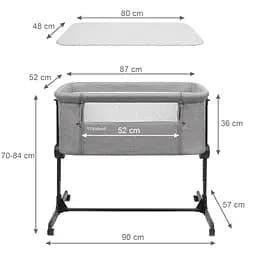 Приставне ліжечко Kidwell Snuzzy Light Grey - мініатюра 9