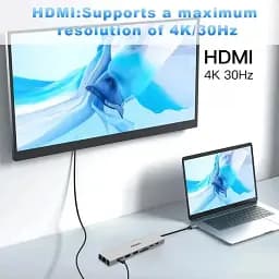 Док-станція Fenvi F-C801H концентратор USB - C Hub 8в1 HDMI USB 3.0 RJ45 CardReader PD (19130) - мініатюра 3