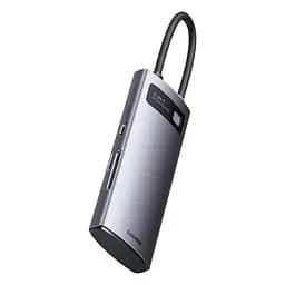 Хаб Baseus Metal Gleam Series 6-in-1 Type-C HUB Type-C to USB3.0*3+PD*1+SD/TF*1 WKWG030213 Grey - мініатюра 4