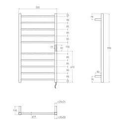 Електрична рушникосушарка Volle Campo 500*900мм cepillado cromo 9210.000113, Хром, Ліве, Електронний - мініатюра 2