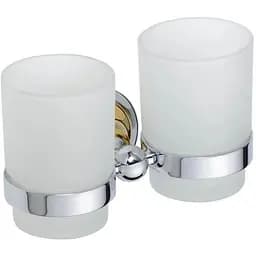 Склянка з тримачем Bemeta Retro подвійна золото/хром скло 144210028 білий