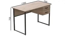 Комп'ютерний стіл Ferrum-decor Таккота 75x140x60 чорний ДСП Дуб Артізан 16мм (FRD-101929) - мініатюра 3