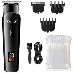 Професійна бездротова машинка Kemei KM-1113 для стрижки волосся та бороди USB LED індикатор 5вт Чорний