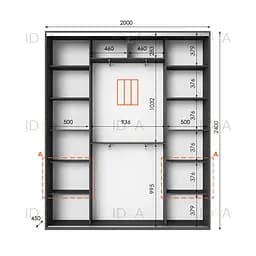 Шафа-купе Idea серія 3 200 x 45 x 240 см Антрацит - мініатюра 2