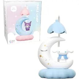 Дитяча настільна лампа Cinnamoroll на місяці блакитна (352D)