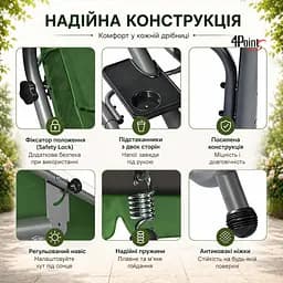 Садова гойдалка 230см до 350кг 4P Garden Comfort чотиримісна, розкладна, з подушками та підстаканниками - мініатюра 4