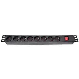 Силовой блок Eserver 19" 8 розеток, выкл., алюм. корпус PDU 220В, 16А (WT-2261A-GER-8WAY)