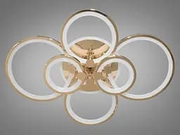 Стельова LED-люстра Diasha 8022/6G 135W, 6 кілець, 3 кольори світла, Ø58×81 см, диммер, пульт - мініатюра 3