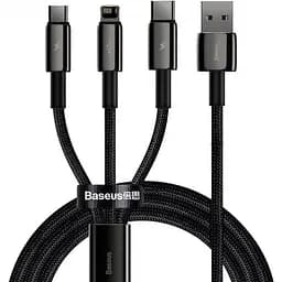 Кабель Baseus Tungsten Gold Oneforthree Fast Charging Data Cable USB to M + L + C 3.5A 1.5 м Bl
