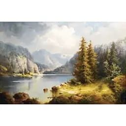 Алмазна мозаїка Гірське озеро. Guido Hampe, 40*50 см зі стразами на підрамнику повна викладка
