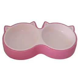 Пластиковая миска AnimAll для кошек (2 × 350 мл), розовая