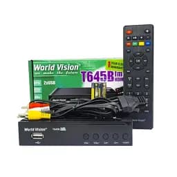 TV-тюнер зовнішній автономний World Vision T645B, Black, H.265, AC3, DolbyDigital, DVB-T2/T/C, FM тюнер, IPTV, DLNA, Stalker, 7 кнопок, дисплей, 2хUSB, металевий корпус, пульт що навчається для керування ТВ, вбудований блок живлення, CPU-GX6706 - мініатюра 3