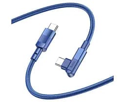 Кабель угловой Hoco U108 Type-C to Type-C PD 100 W 2 м синий поворотный 90 градусов