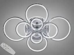 Стельова LED-люстра Diasha 8022/8HR 235W, 8 кілець, 3 кольори світла, Ø 80×105 см, диммер, пульт