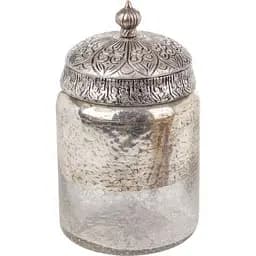 Декоративна банка для сипучих продуктів Lefard скляна з металевою кришкою 17x10 см сіра (876-076)