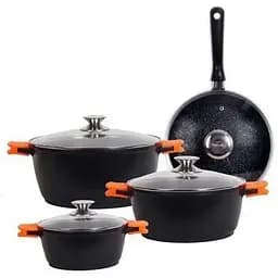 Набор кастрюль со сковородой и сотейником Bohmann BH-6018 MRB с индукционным дном 8 предметов