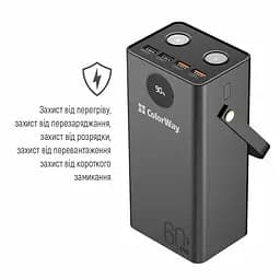 Зовнішній акумулятор портативна батарея 60000 mAh ColorWay 65 Вт 4xUSB чорна - мініатюра 3
