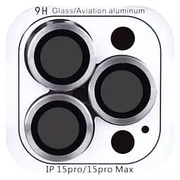 Захисне скло Metal Classic на камеру (у упак.) для Apple iPhone 15 Pro (6.1) / 15 Pro Max (6.7) Сірий / Titanium Gray - мініатюра 3