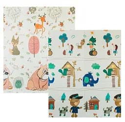 Дитячий двосторонній складаний килимок Poppet Лісові мешканці та Добрі сусіди, 150х180 см (PP008-150)