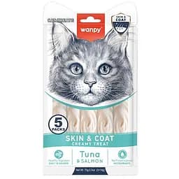 Ласощі для котів Wanpy Skin&Coat 70 г з тунцем та лососем для здоров'я шкіри та вовни