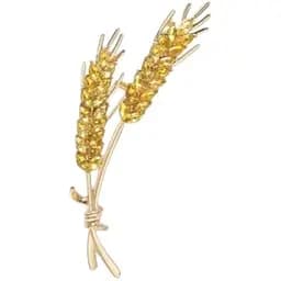 Брошь-булавка колоски пшеницы 6.4 x 2.7 см со стразами Желтая