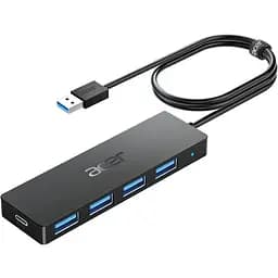 USB-хаб Acer ODK350 на 4 порти, багатопортовий концентратор USB 3.0, розгалужувач USBA для ноутбука, ПК з портом живлення Type C