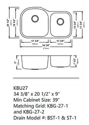 Подвійна кухонна мийка Kraus Premier KBU27, Нержавіюча сталь - мініатюра 4