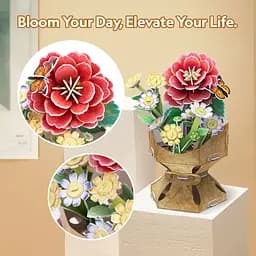 Тривимірна головоломка-конструктор Cubic Fun Flower Bouquet Camellia Букет квітів Камелія (W3302h) - мініатюра 5
