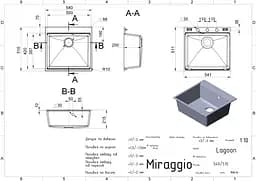 Кухонна мийка Miraggio LAGOON 540 black (0002244) Граніт, Під стільницю/Врізна, Чорний - мініатюра 2
