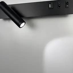 Чорне бра з поворотним спотом зліва + розʼєм USB Арт. WJ 028/2 R BK (правий) Line F - мініатюра 3