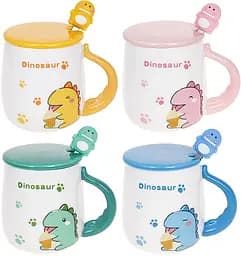 Кружка порцелянова "Dinosaur" з кришкою та ложкою Bona Ø8 см kuh0009765