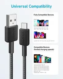 Кабель Anker 322 USB-A to USB-C - 1.8m Nylon Black (6962730) - мініатюра 4