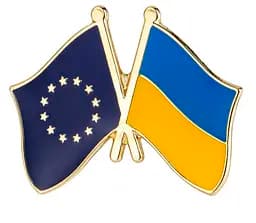 Подвійний значок пін "Україна Євросоюз" 25 х 19 мм (00091)