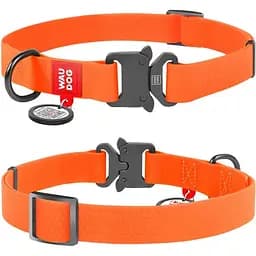 Нашийник для собак Waudog Waterproof, коллартекс, водостійкий, з QR паспортом, 24-40х2 см, помаранчевий - мініатюра 3