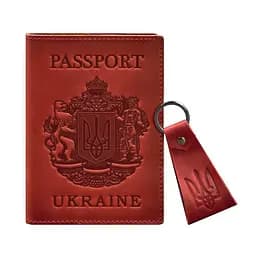 Подарунковий набір шкіряних аксесуарів з українською символікою корал - мініатюра 6