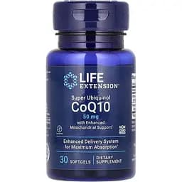 Коензим CoQ10 Life Extension Super Ubiquinol with Enhanced Mitochondrial Support 50 мг 30 капсул