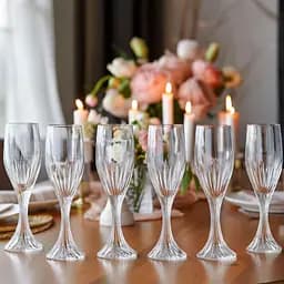 Набір келихів для шампанського TS Kitchen на масивній ніжці 6 штук по 175 мл, прозорий HP551