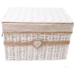 Кошик стелажний Handy Home Серце, з кришкою, 37х27х25 см, бежевий з білим (EW-89 L)