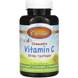 Вітамін С для дітей Carlson Labs Chewable Vitamin C цитрус 250 мг 60 таблеток