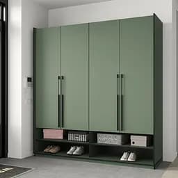 Шафа для одягу Flamecame у передпокій зі штангою та поличками на 4 двері FR-10 Зелений Димчастий